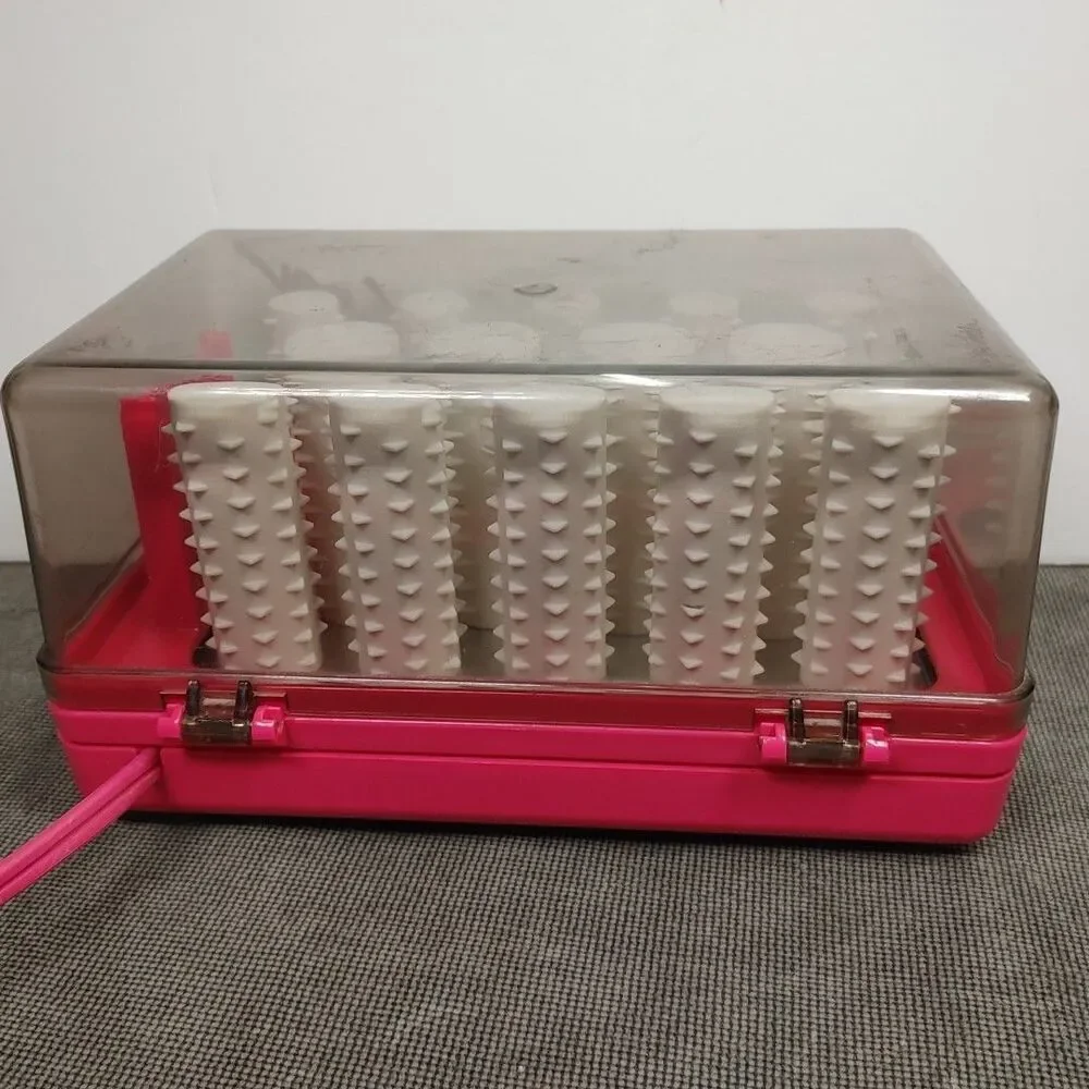 VTG CONAIR HOT ROLLERS HIGH ENERGY w/ Clips HOT PINK Beauty Pageant Model 401